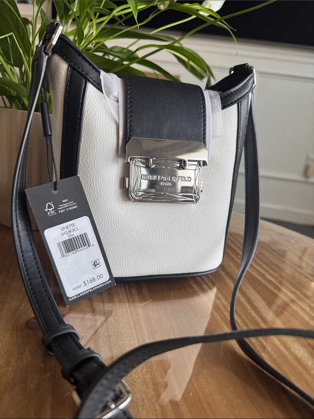 Karl Lagerfeld Two-Tone White and Black Crossbody Bag